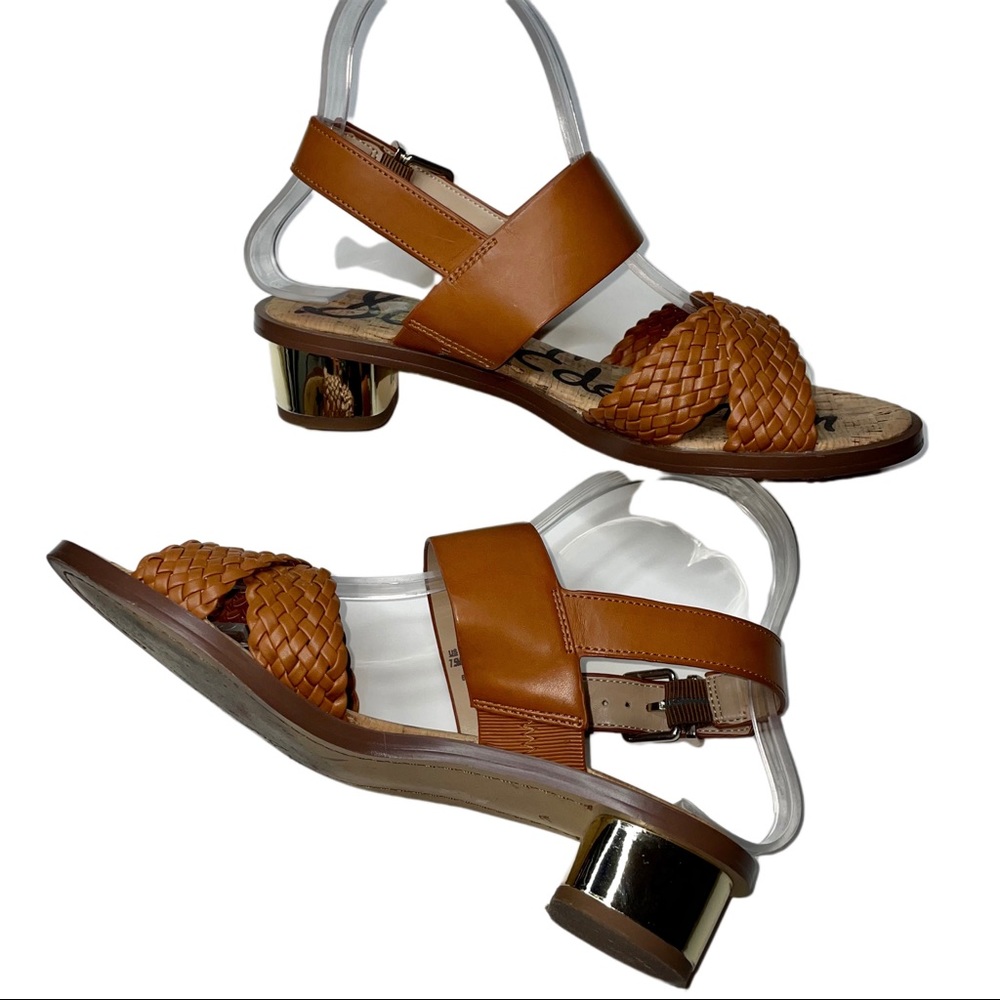 Sam Edelman Brown Woven Block Heel Teena 2 Sandal